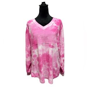 Buc-ee's Pink Tie-Dye Terry Long Sleeve Spirit- Jersey Sweatshirt Med.